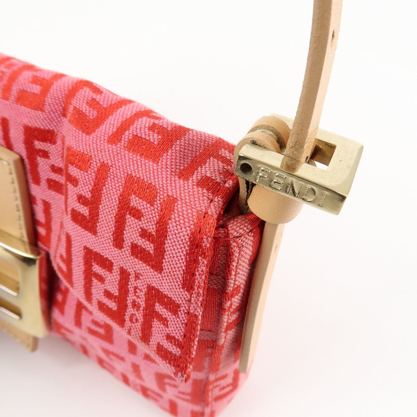 FENDI Mini Mamma Baguette Zucchino Canvas Leather Hand Bag  d