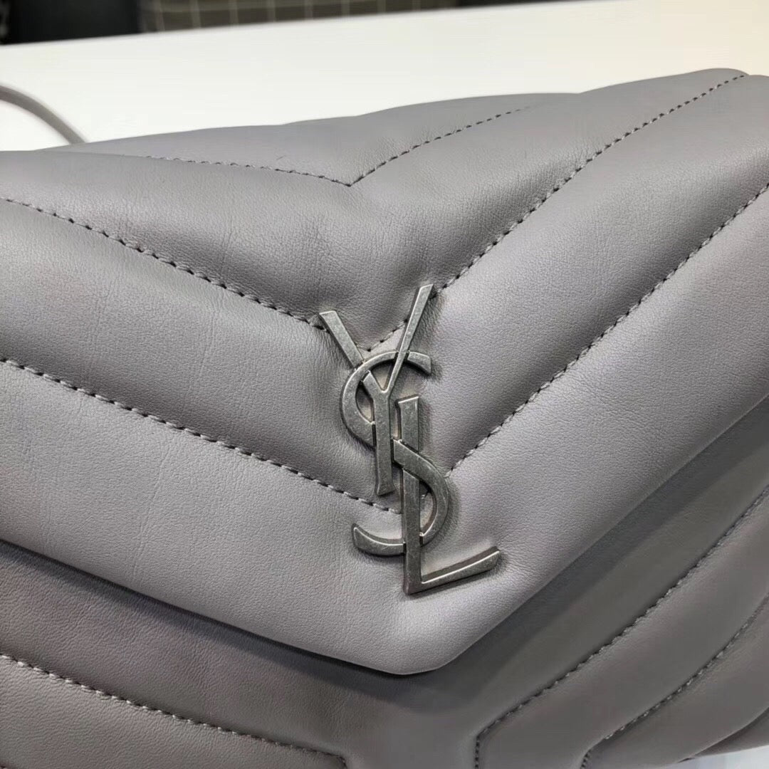 Top Quality Loulou Mini Shoulder Bag Grey For Women 7in/18cm YSL