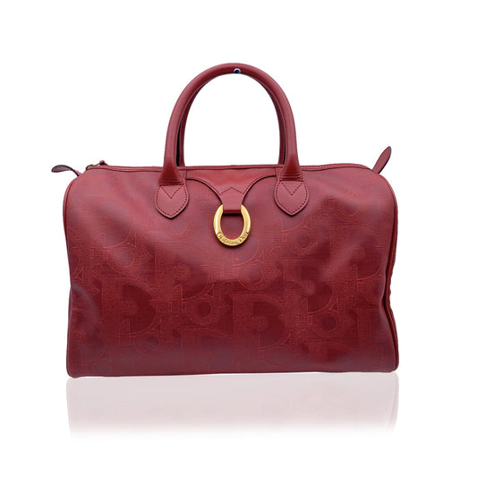 CHRISTIAN DIOR   Red Monogram Duffle Duffel Boston Bag