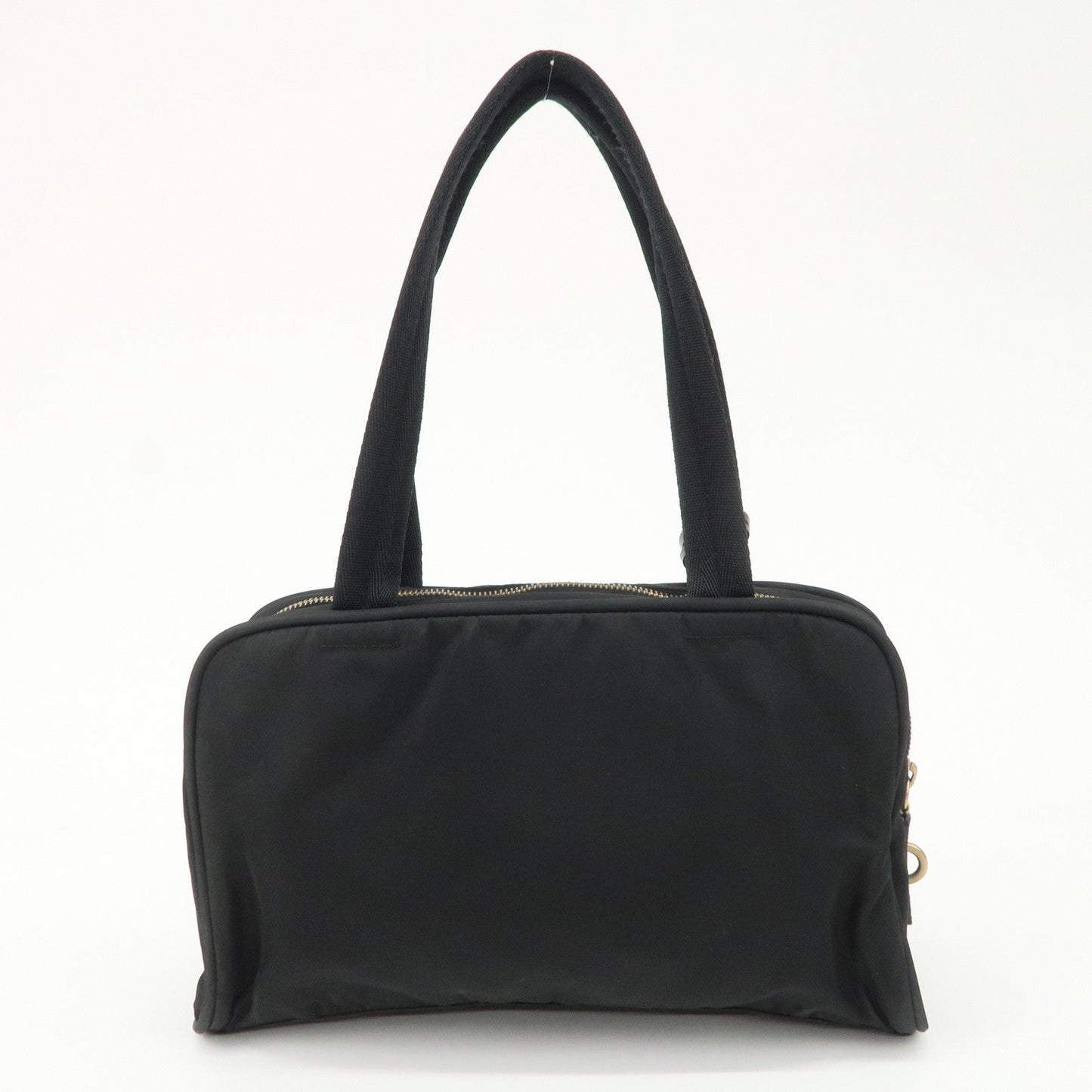 PRADA Triangle Logo Leather Nylon Hand Bag Shoulder Bag Black BR0141  d