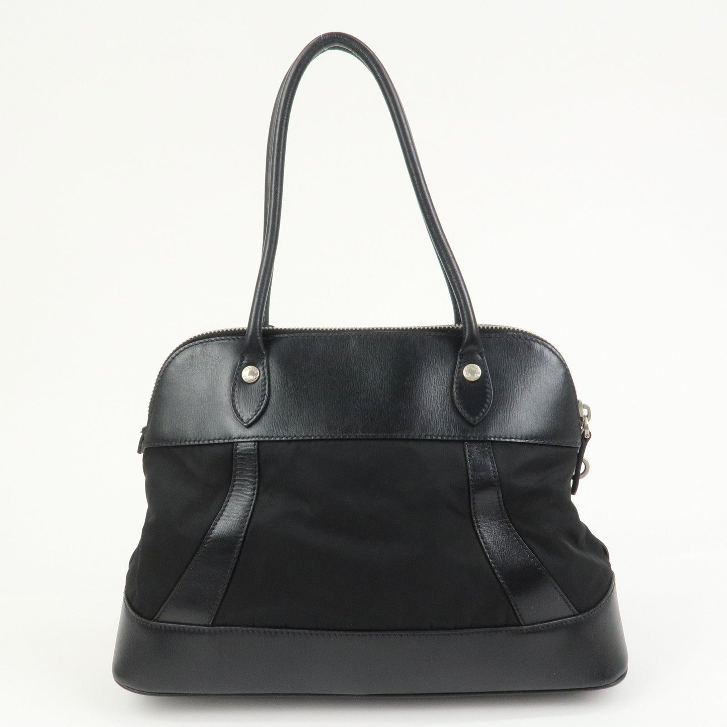 PRADA Triangle Logo Nylon Leather Shoulder Bag Hand Bag Black