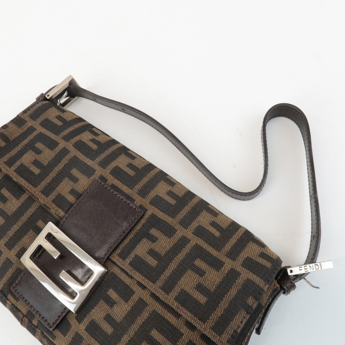 FENDI Zucca Mamma Baguette Canvas Shoulder Bag 26424 Brown Black  d