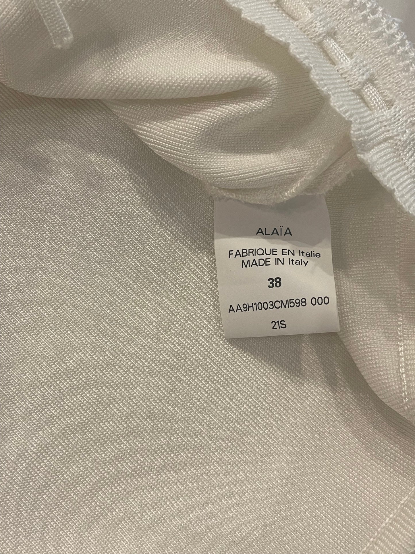 Ala•a White Short Sleeved Top with Knitted Detail Size FR 38 (UK 10)