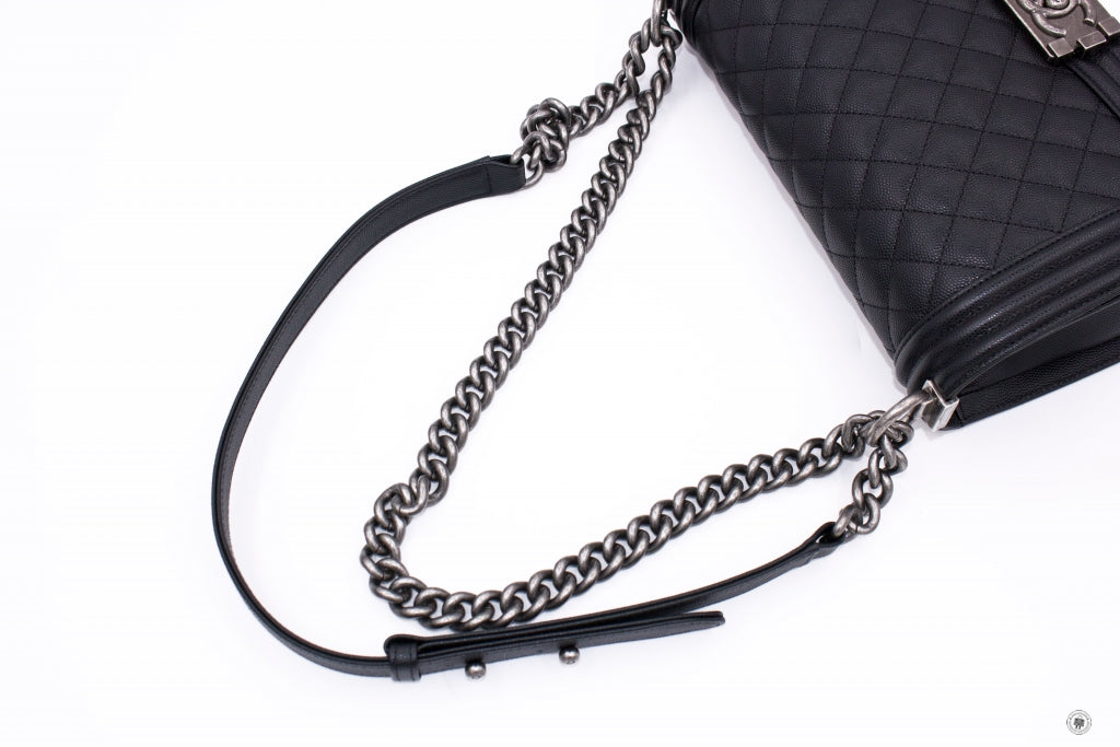 Chanel A Y Boy Black /  Caviar Medium Shoulder Bags Sbhw