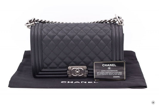 Chanel A Y Boy Black /  Caviar Medium Shoulder Bags Sbhw