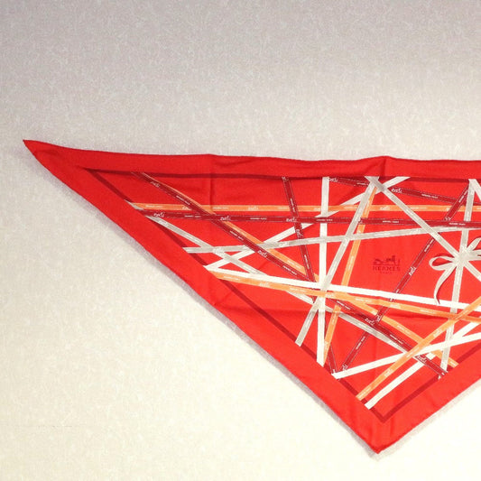 HERMES scarf silk Orange triangle Pointe Pointe Women  d