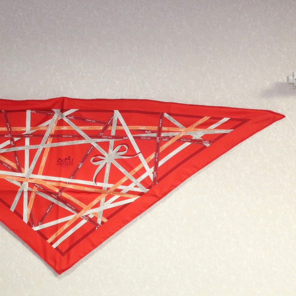 HERMES scarf silk Orange triangle Pointe Pointe Women  d