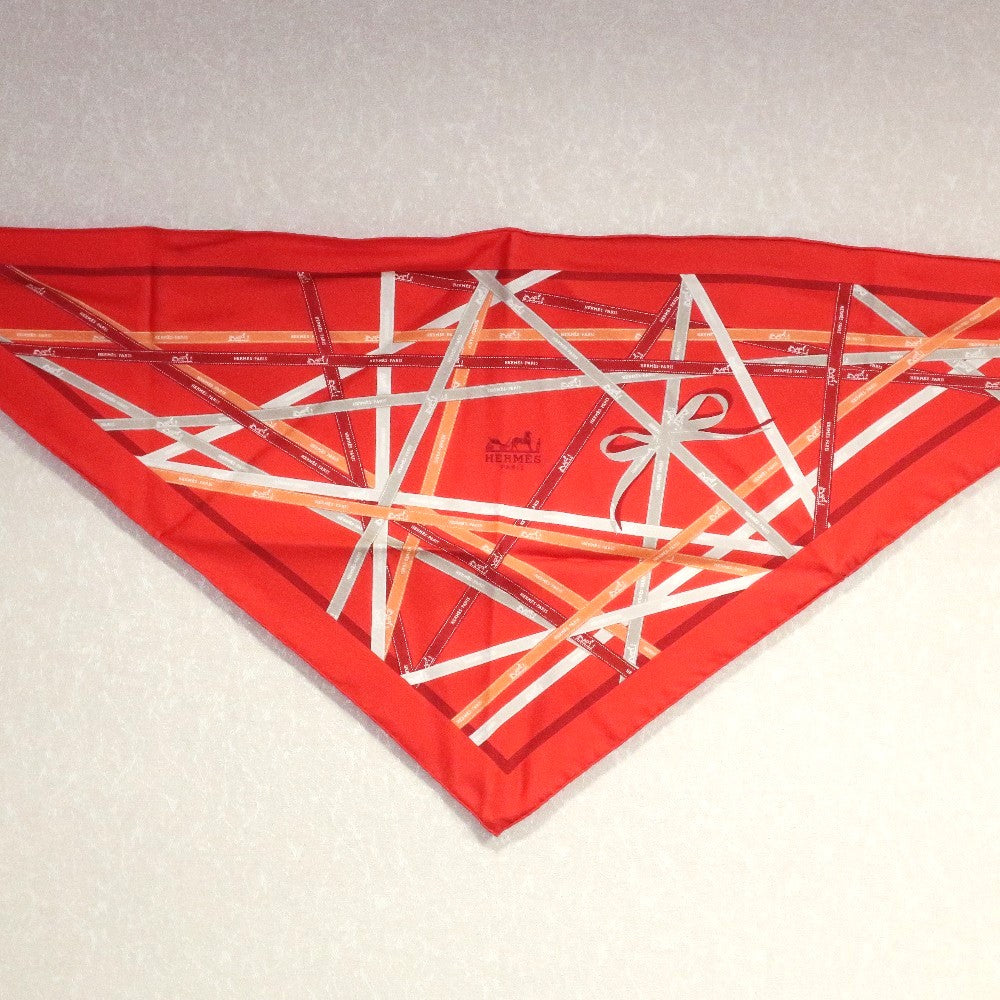 HERMES scarf silk Orange triangle Pointe Pointe Women  d