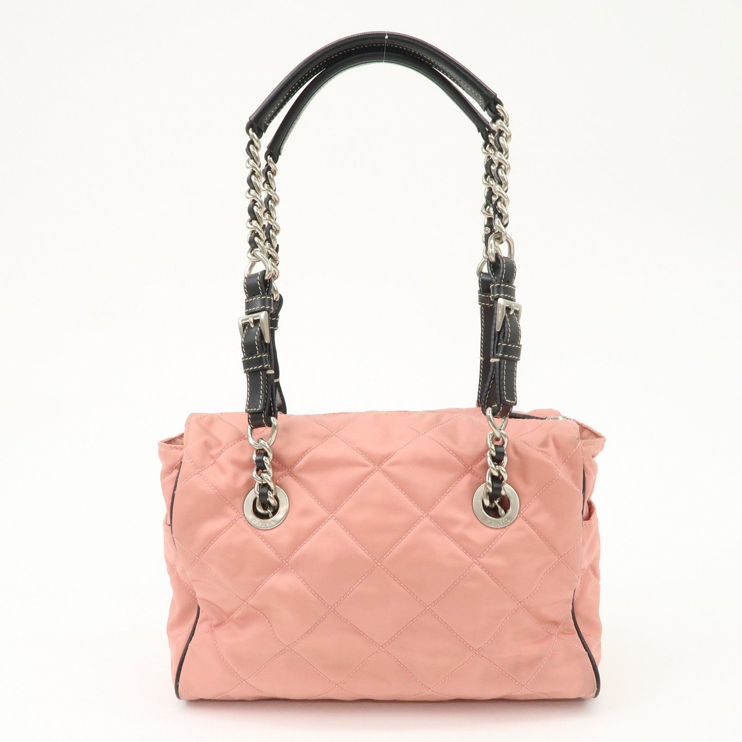 PRADA Triangle Logo Leather Nylon Shoulder Bag Tote Bag Pink BR2236  d