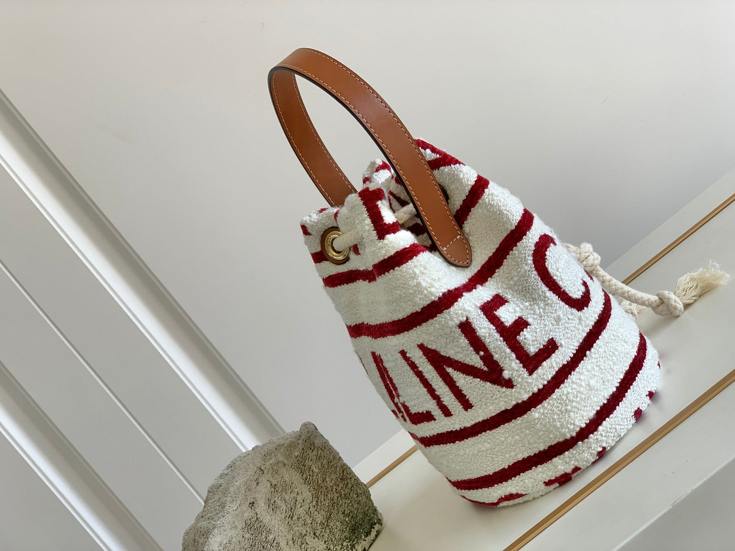 Top Quality Teen Drawstring In Textile With Top Quality All-Over White/Red For Women 7in/19cm