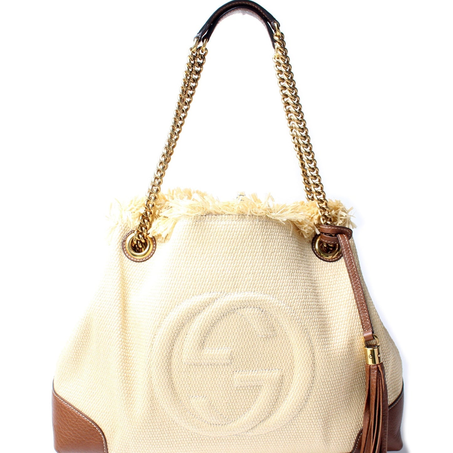 Gucci 308982 Soho Raffia Shoulder Medium Bag
