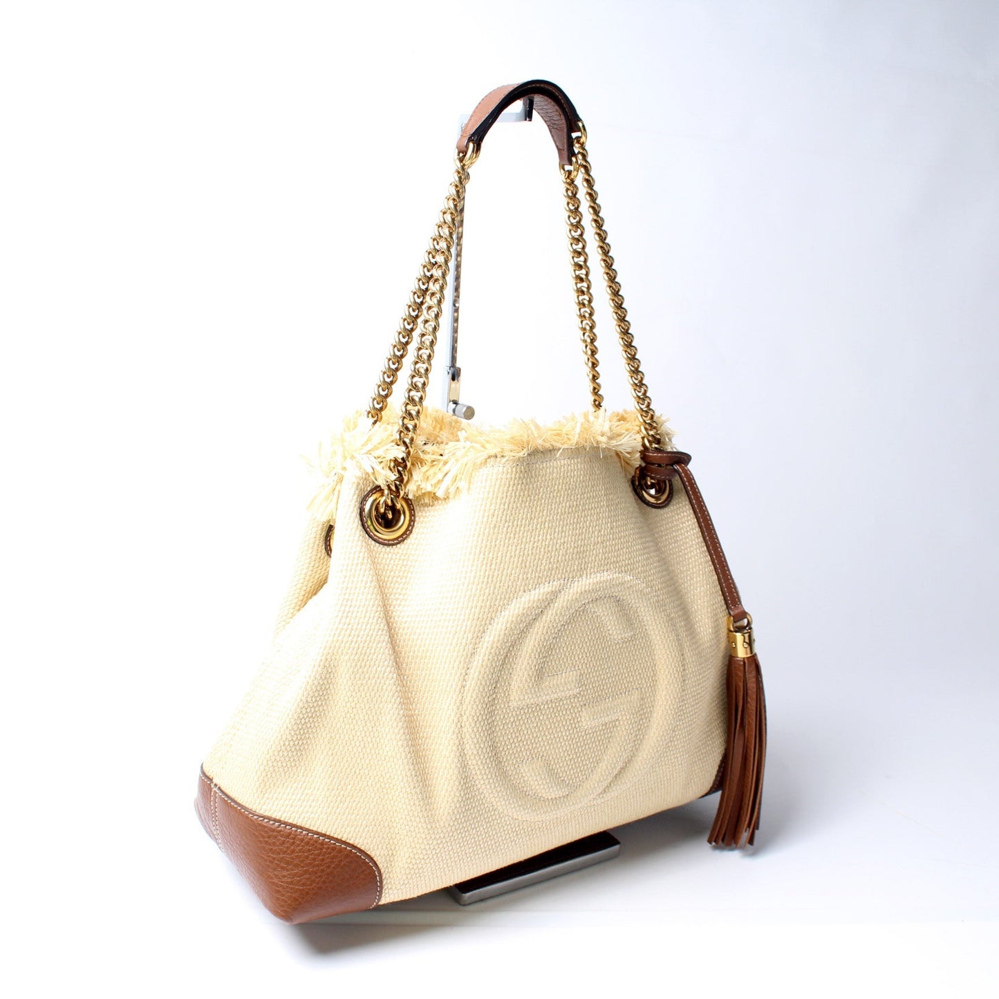 Gucci 308982 Soho Raffia Shoulder Medium Bag