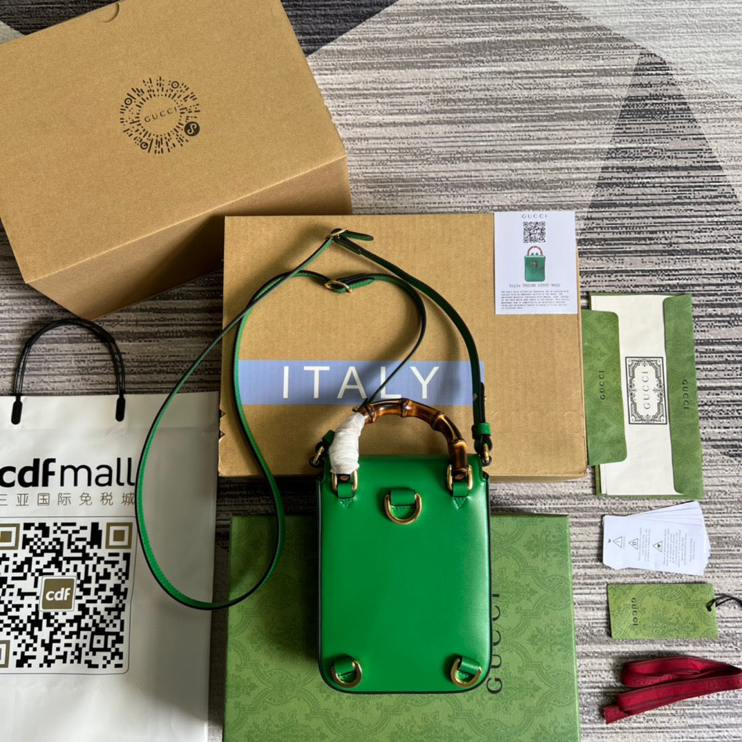 gg Bamboo Mini Handbag Green For Women, Women’s Bags 6in/16cm gg