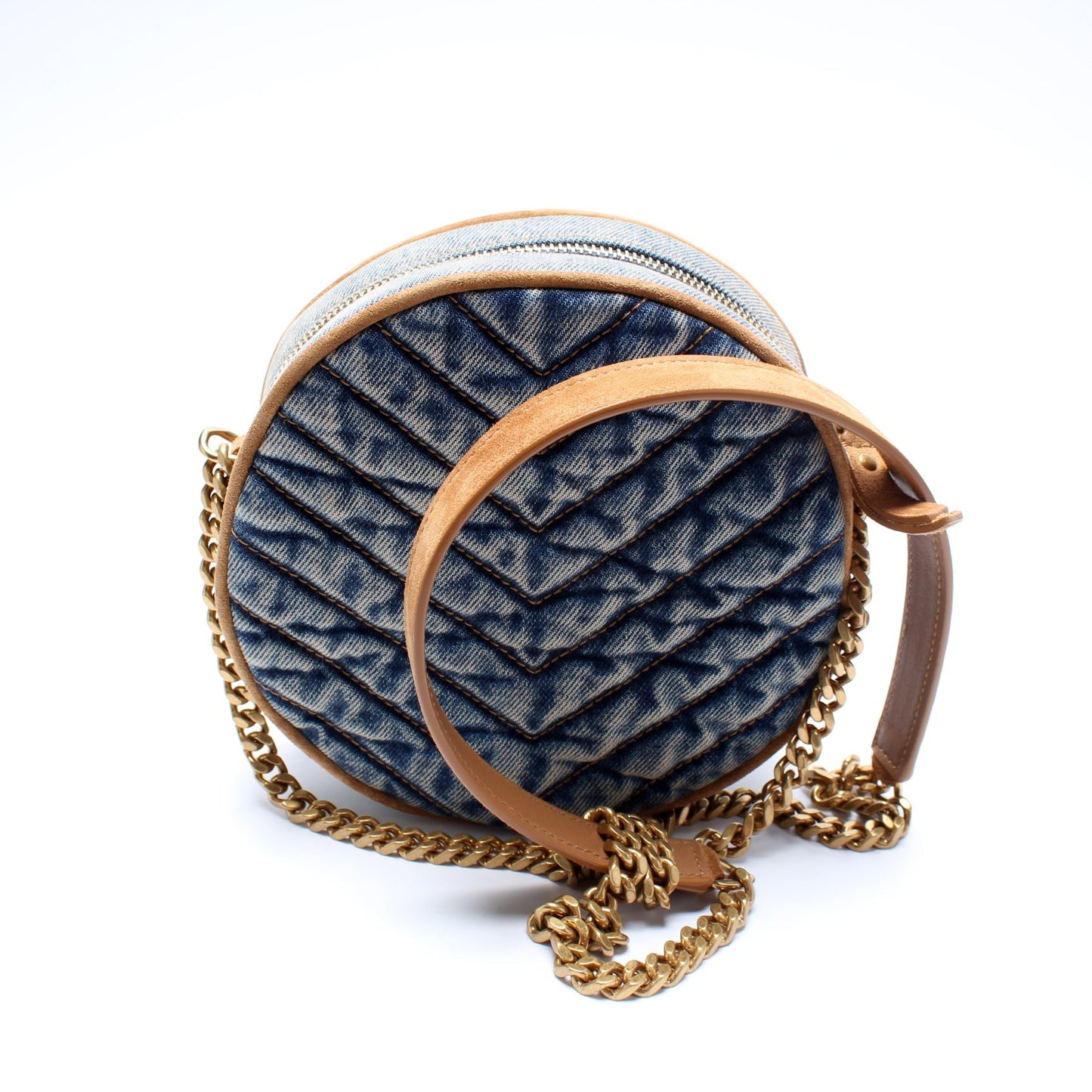 Saint Laurent 610436 Denim Round Camera Bag