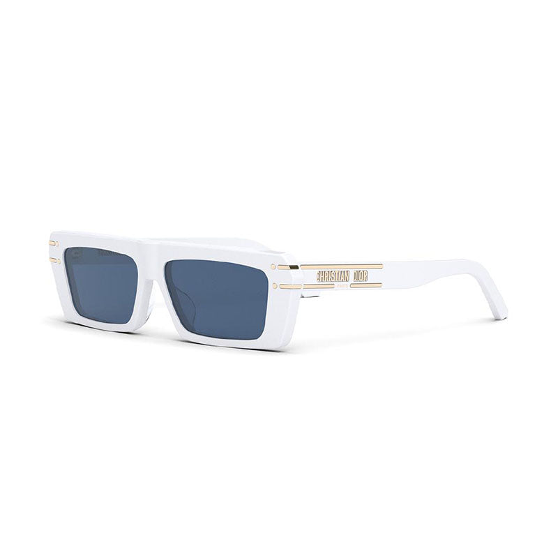 Dior Sunglasses Rectangle Full Rim, Shiny Solid White Frame and Blue Lens DIORSIGNATURES2U50B0