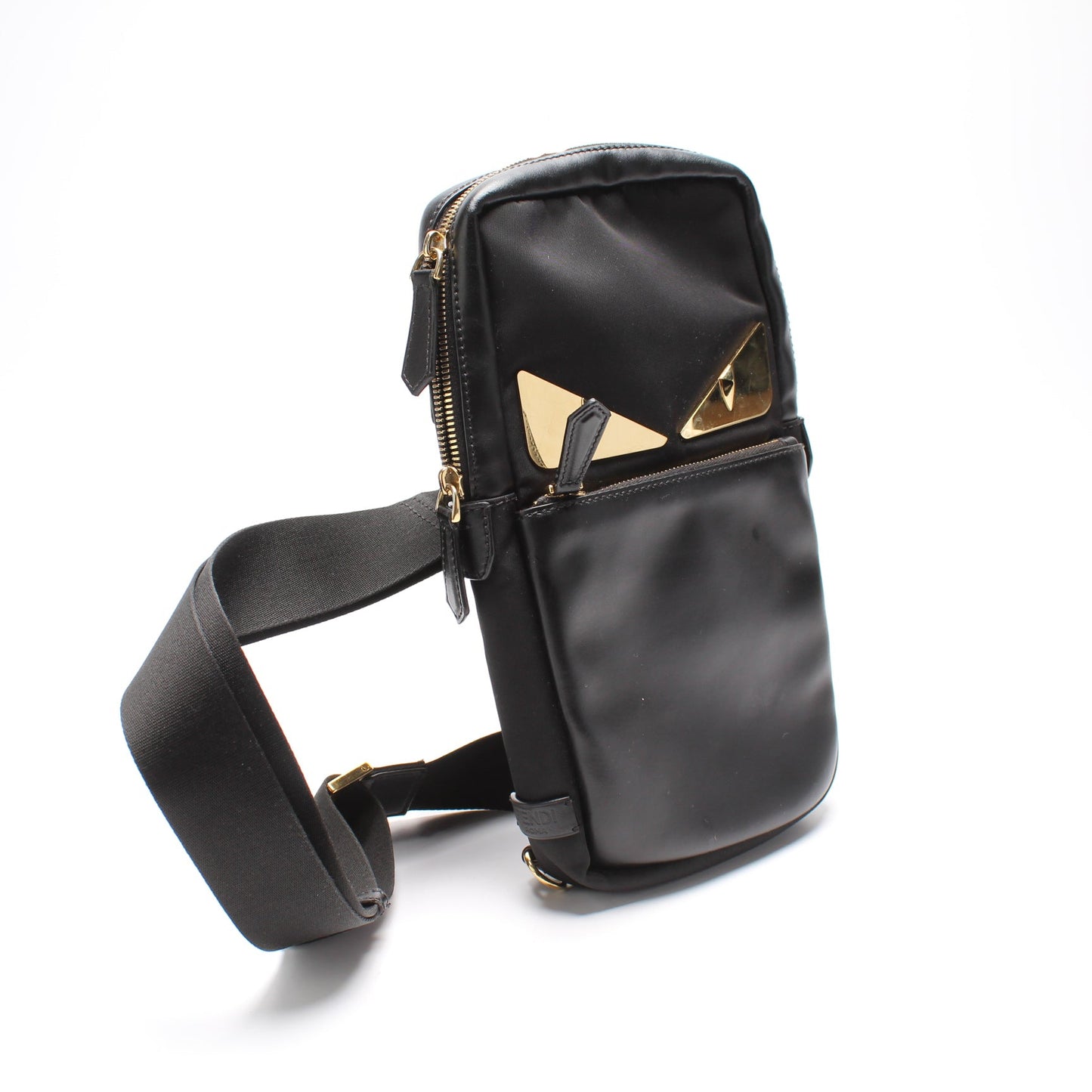 Fendi 7VZ033 Nylon/Leather Monster Bug Eye Sling Bag