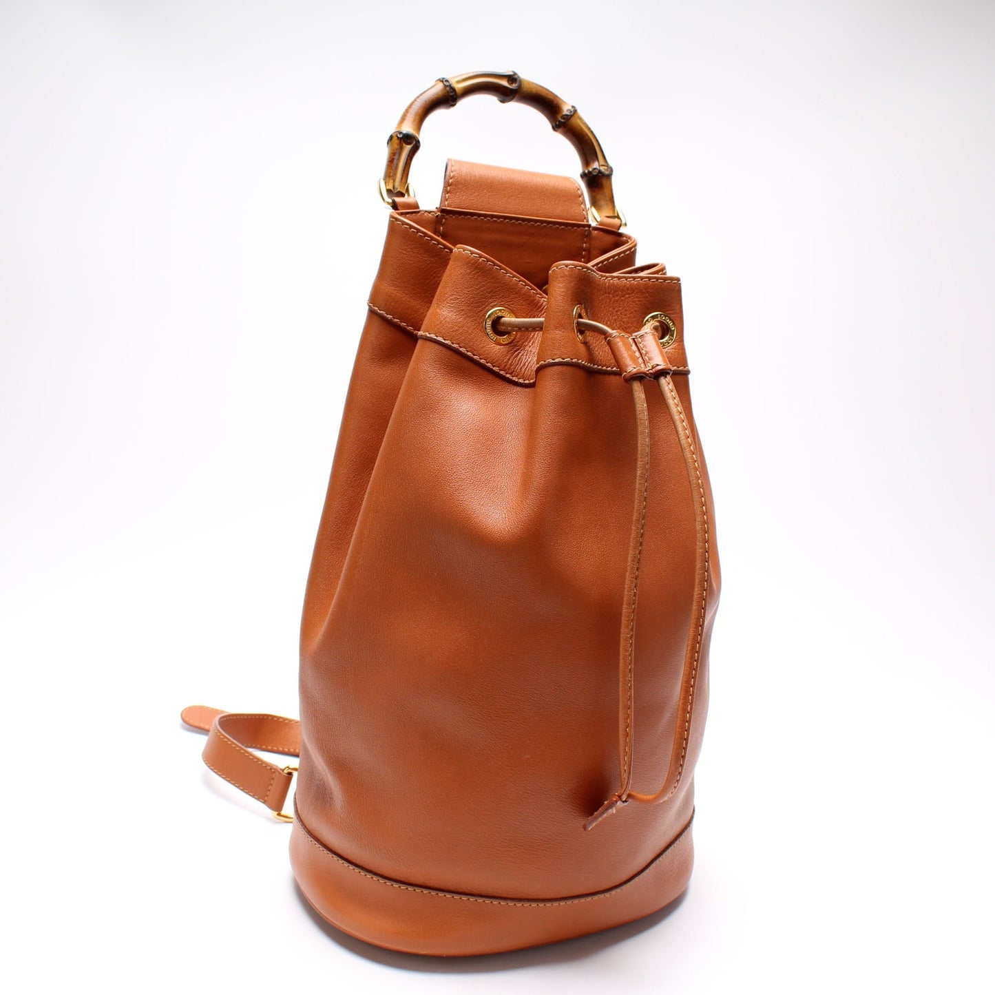 Gucci 003-113 Bamboo Leather Drawstring Sling   Bag