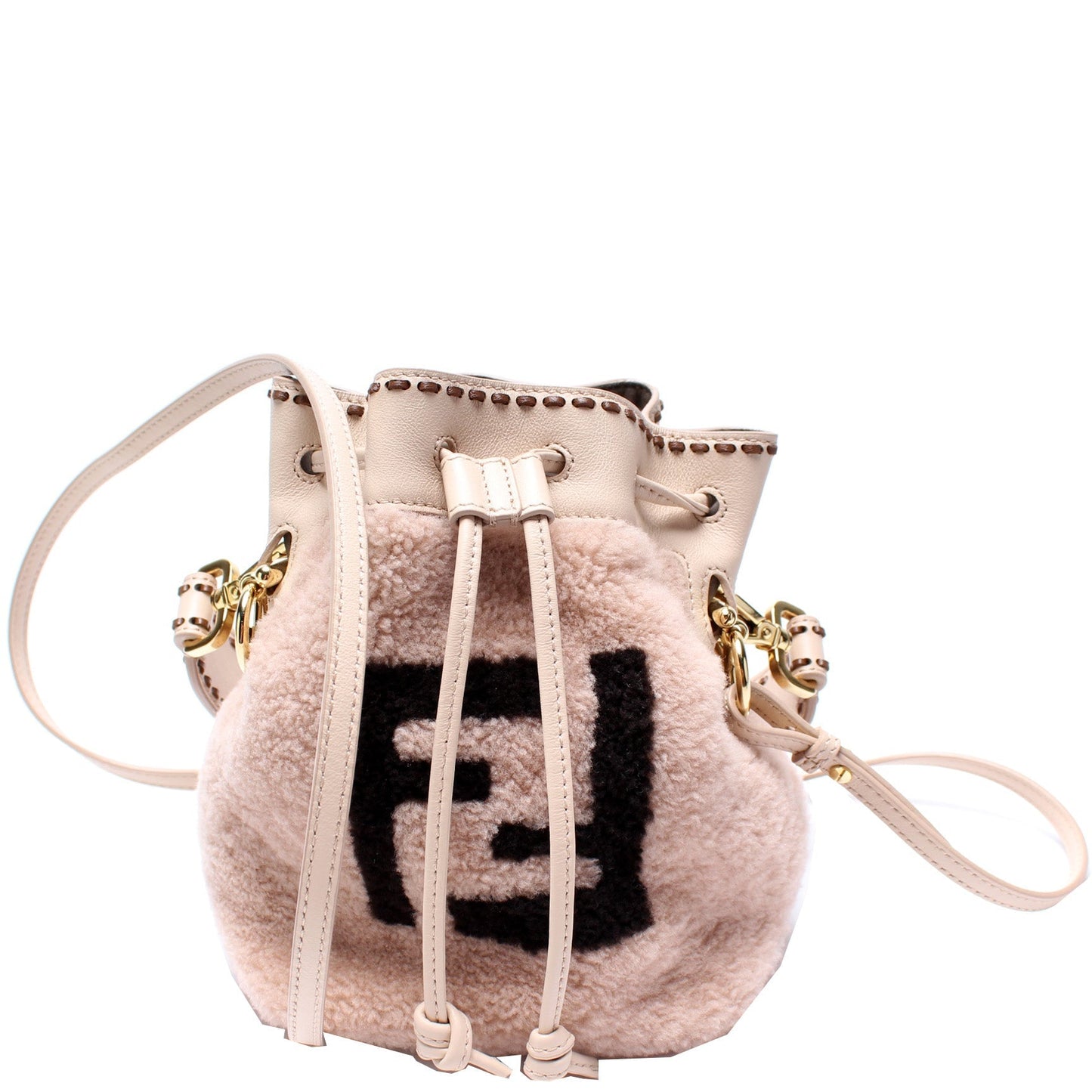 Fendi 8BS010 Mini Mon Tresor Bucket FF Shearling Bag