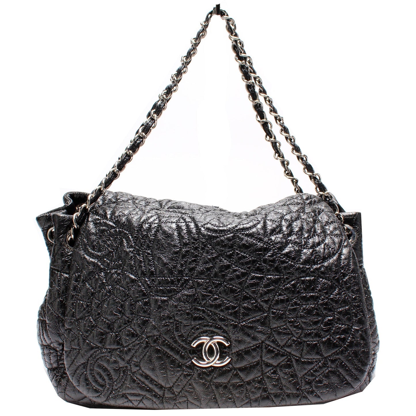 Chanel CC Vinyl Graphic Edge Accordion Flap 12M Bag