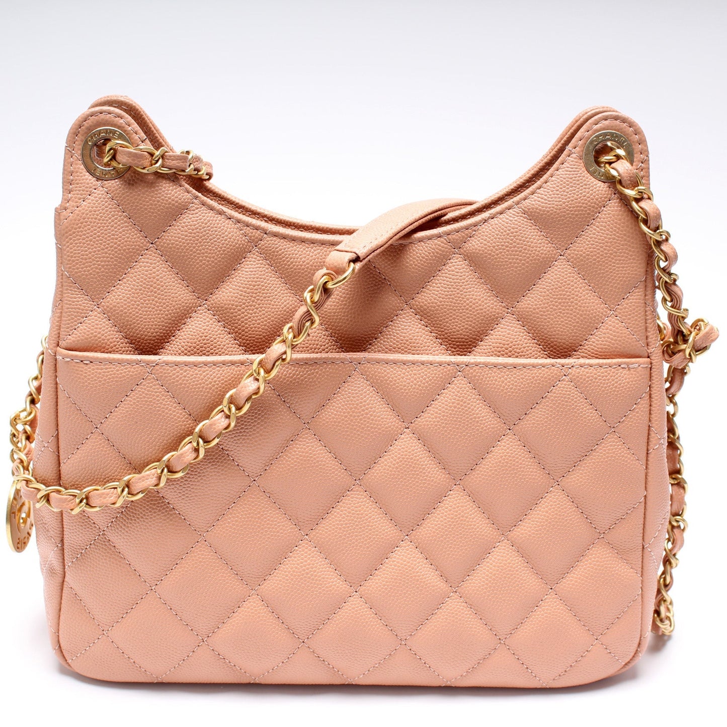 Chanel CC Wavy Hobo Quilted Caviar Bag