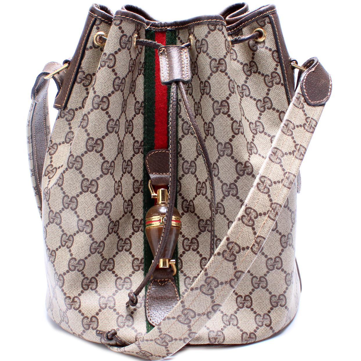 Gucci GG Supreme Web Large Bucket   Bag