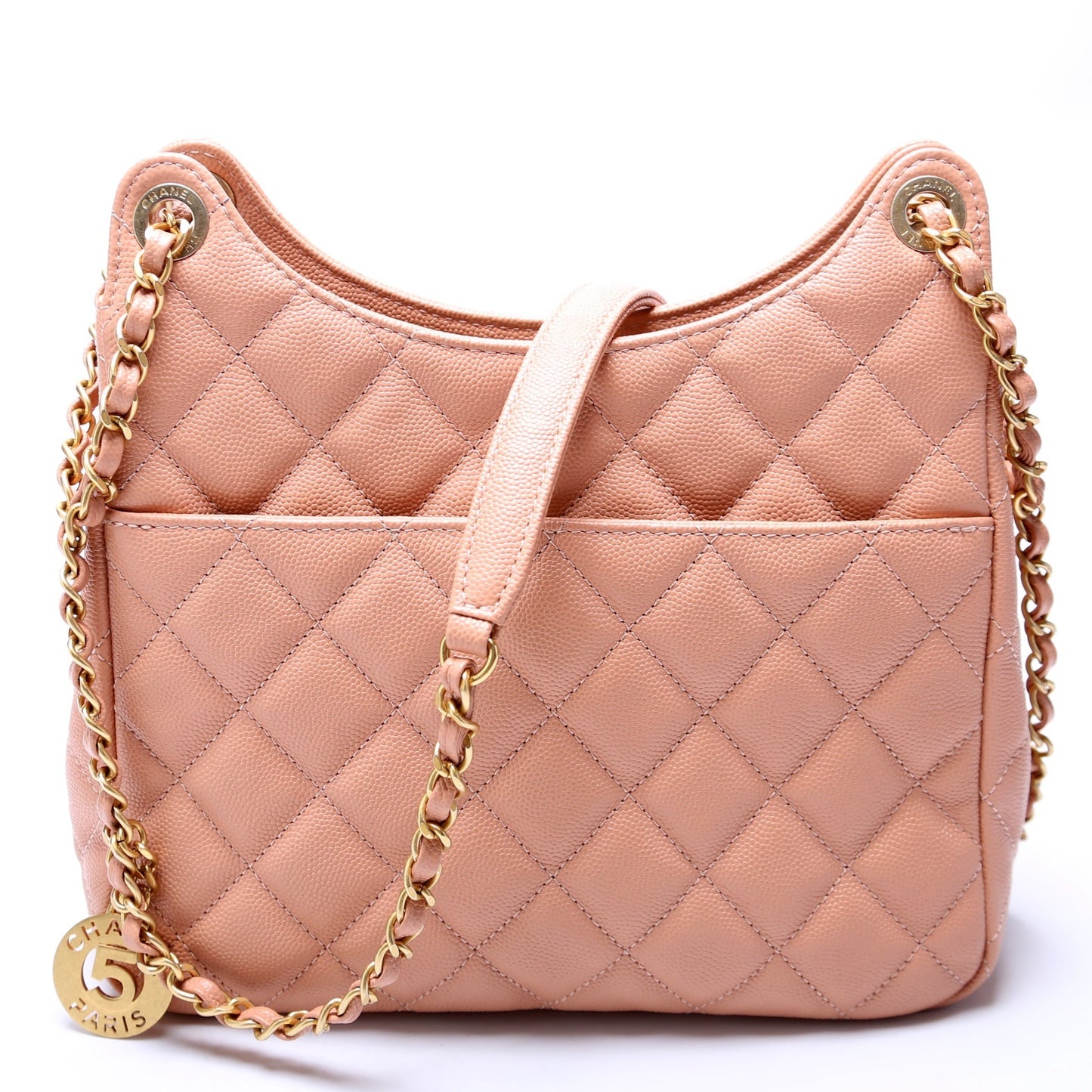 Chanel C Wavy Hobo Quilted Caviar Bag