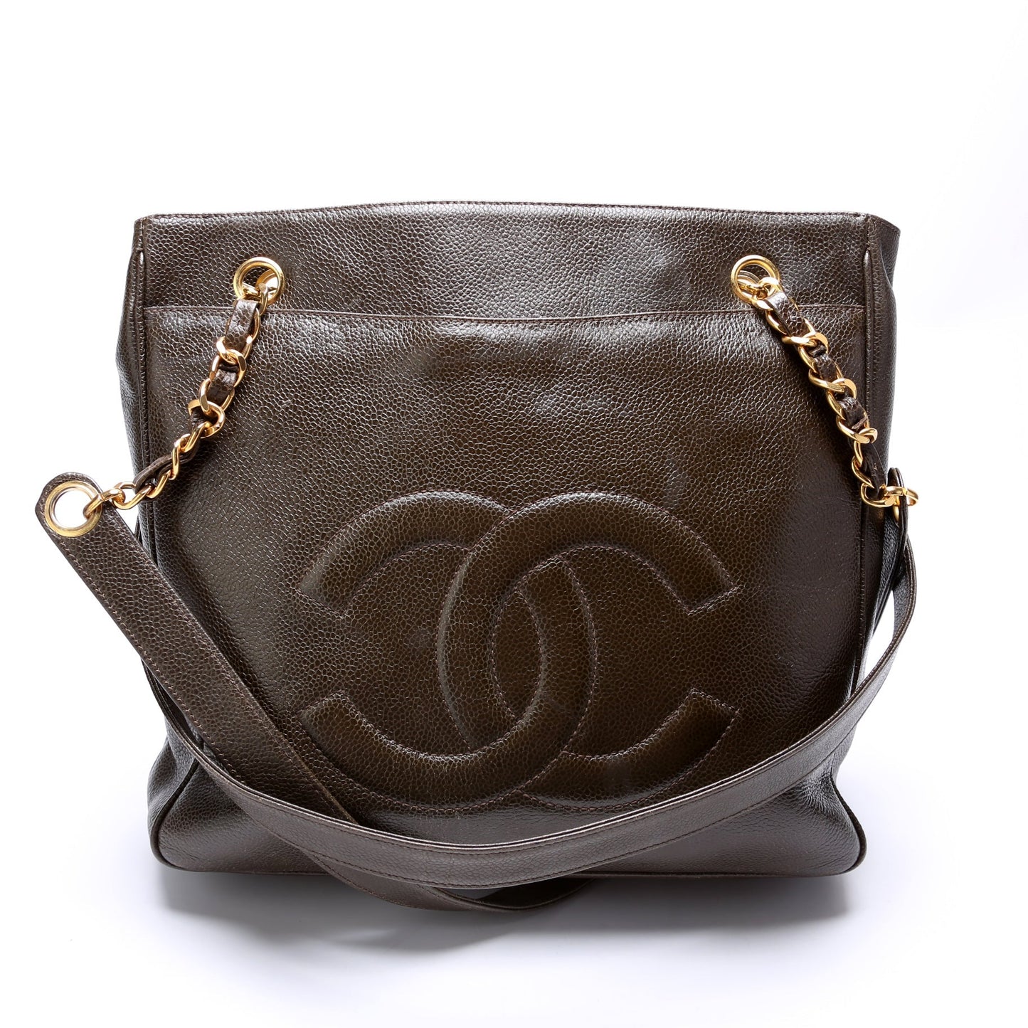 Chanel CC Double Pocket Shopping Tote Caviar   Bag