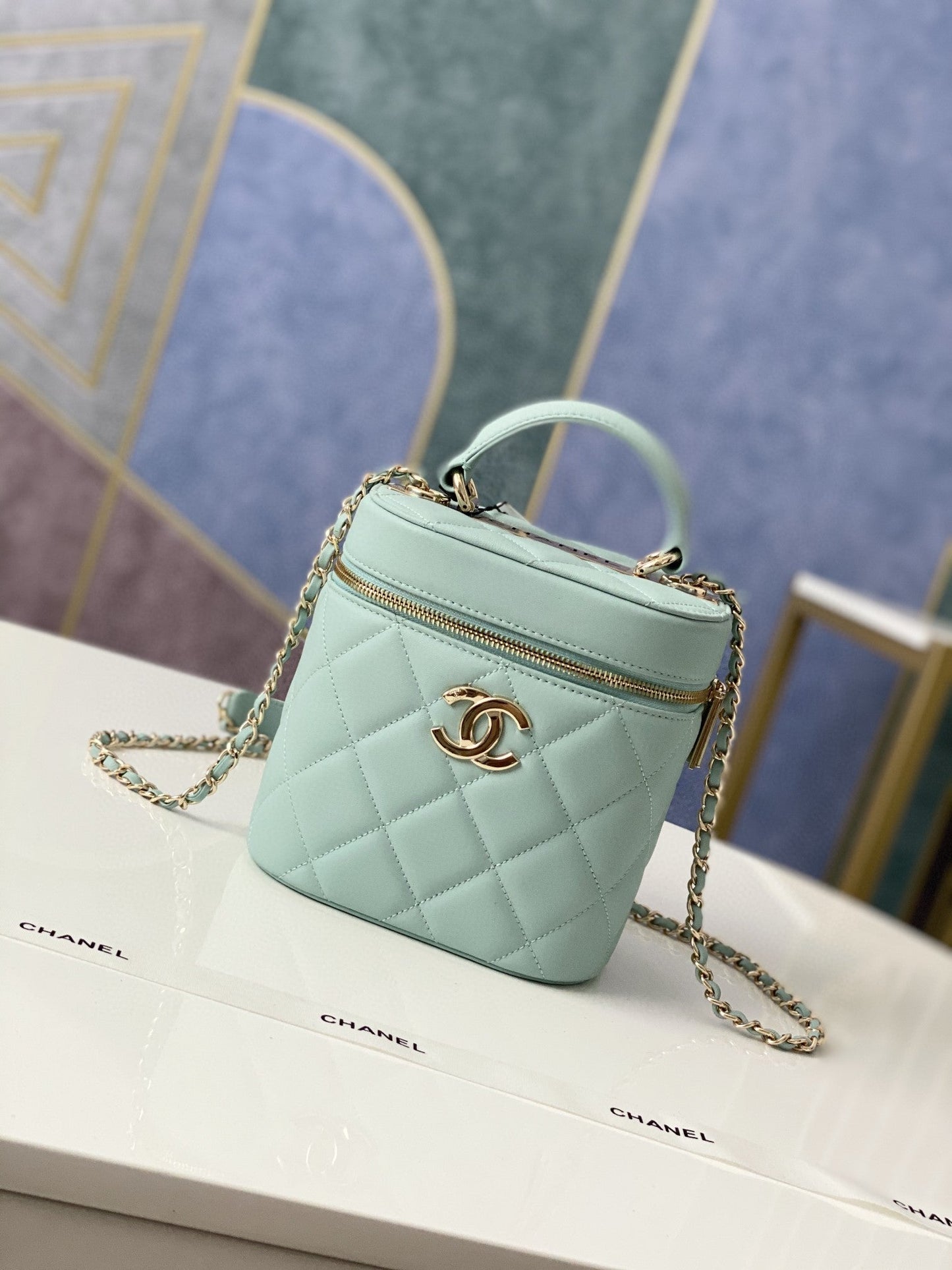 CHLVanity Case Gold Hardware Light Green For Women, Women’s Handbags, Shoulder Bags 9in/24cm 