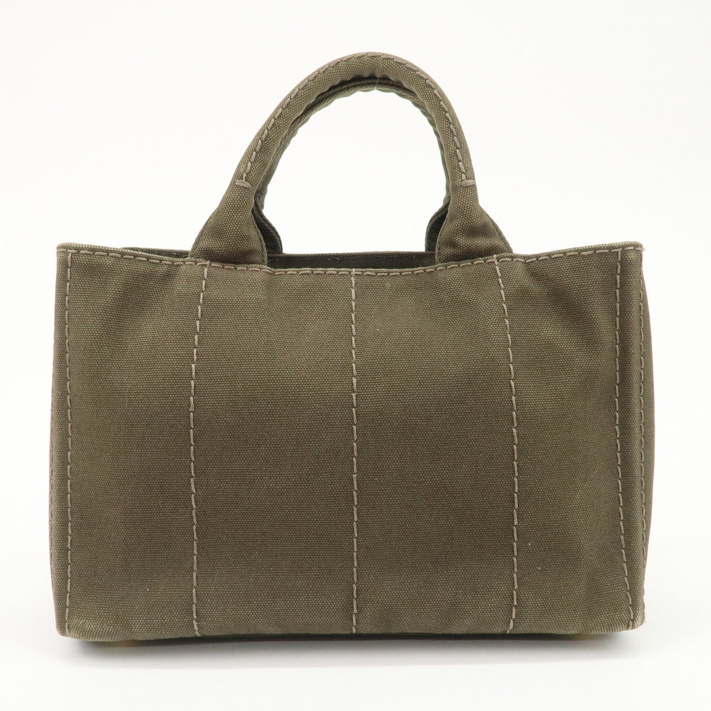 PRADA Canapa Mini Canvas Bag Hand Bag Tote Bag Khaki BN2439  d