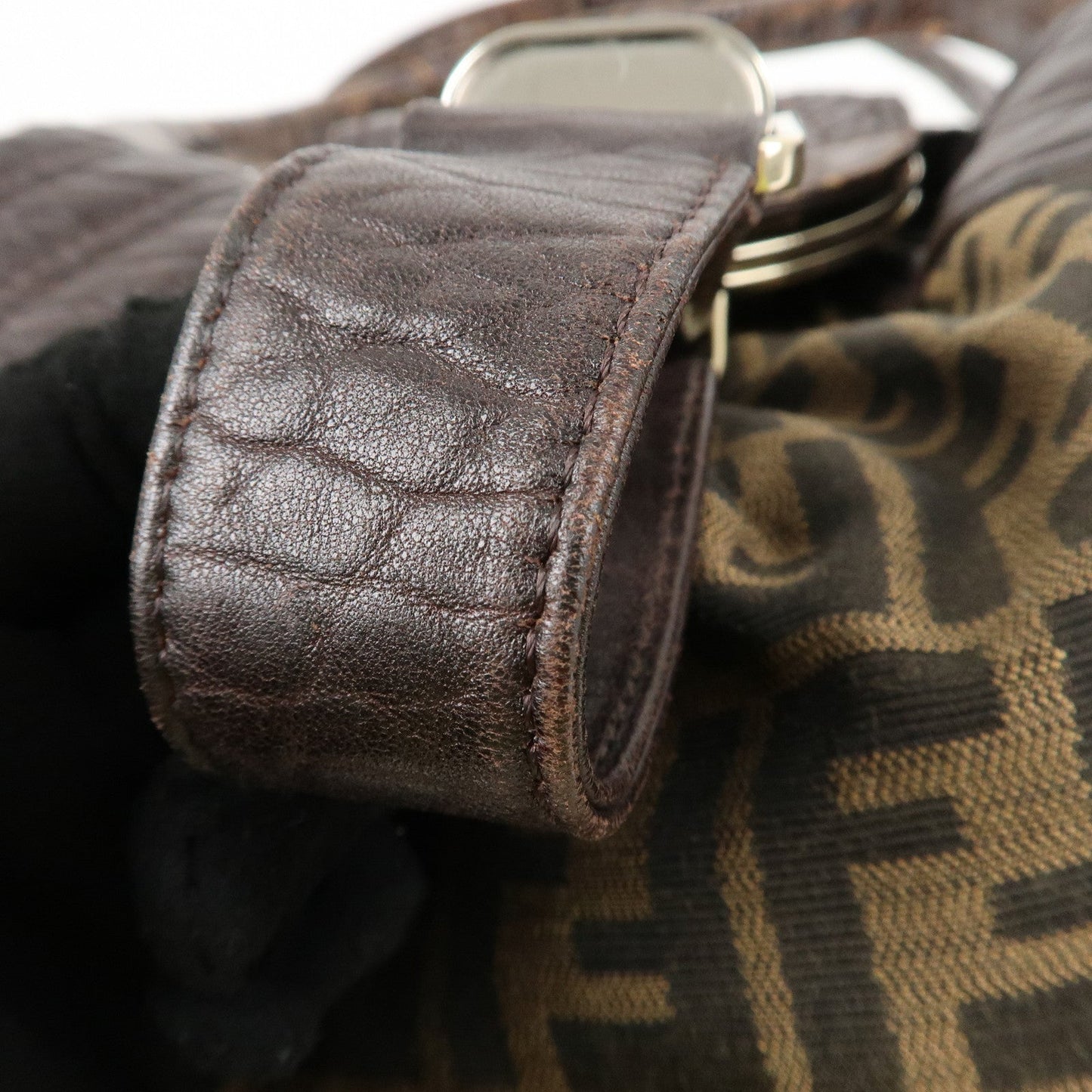 FENDI Zucca Canvas Leather Spy Bag Brown Black 8BR511  d