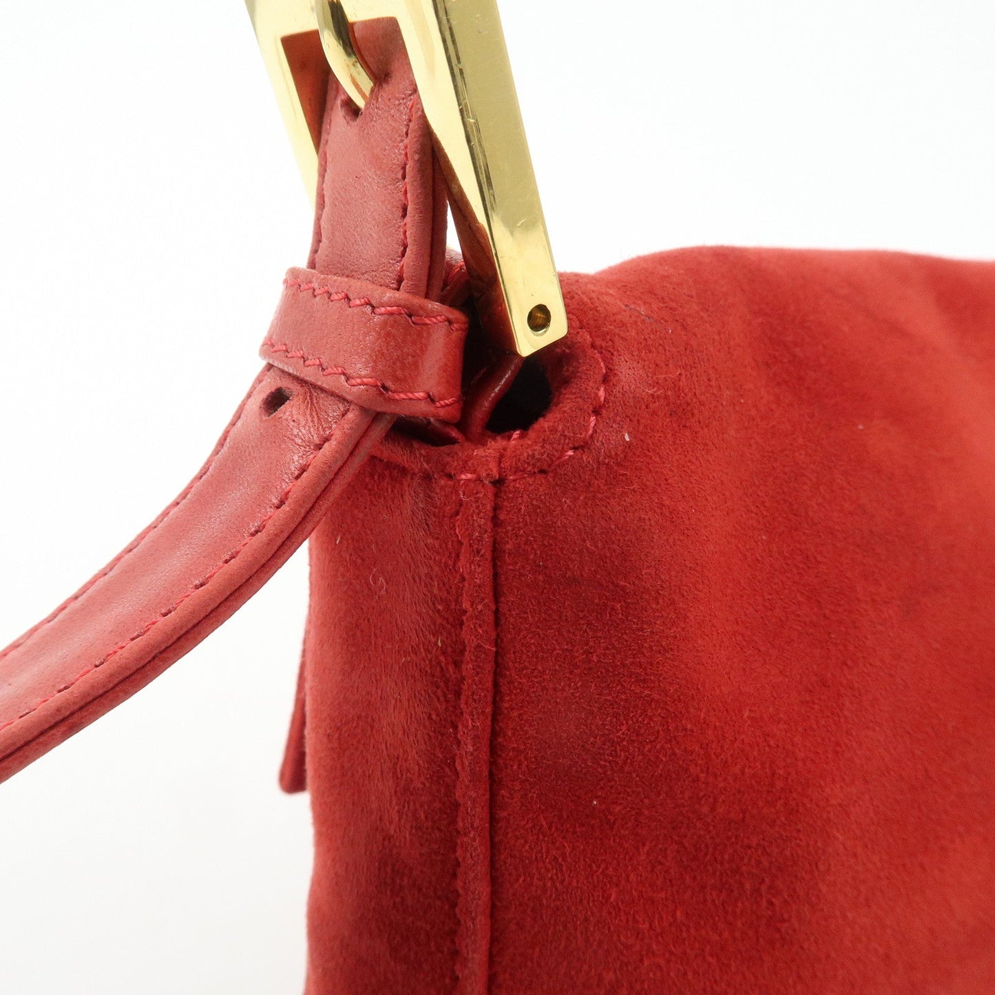 FENDI Mamma Baguette Suede Leather Shoulder Bag Red 26424  d