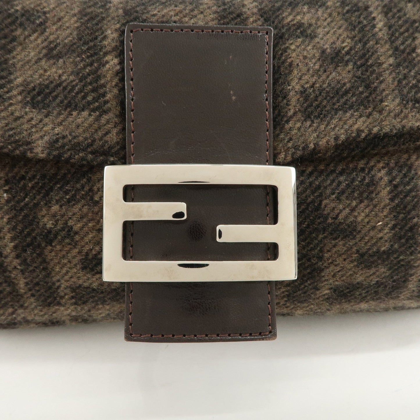 FENDI Mamma Buguette Zucca Wool Leather Shoulder Bag 26424  d