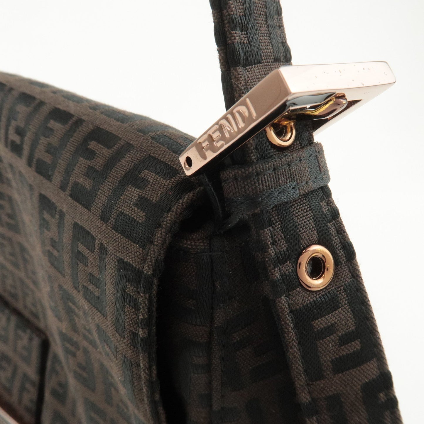 FENDI Zucchino Mamma Baguette Canvas Leather Shoulder Bag 8BR001  d