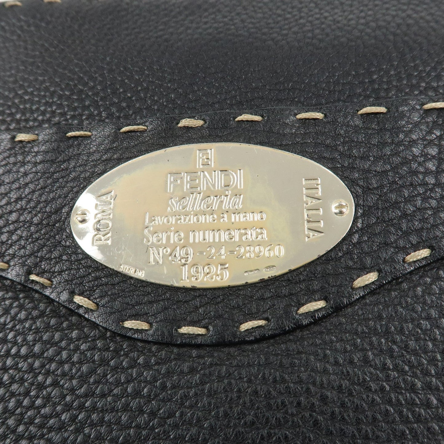 FENDI Selleria Leather Shoulder Bag Crossbody Bag Black 8BT092  d