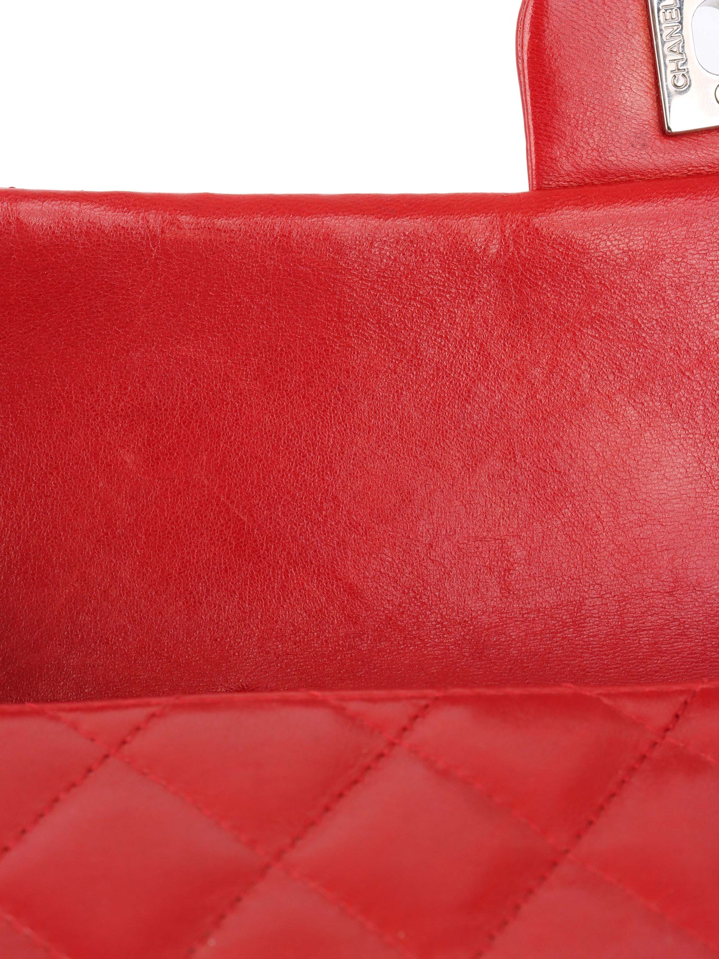 Chanel Red Lambskin East West Classic Flap Bag.