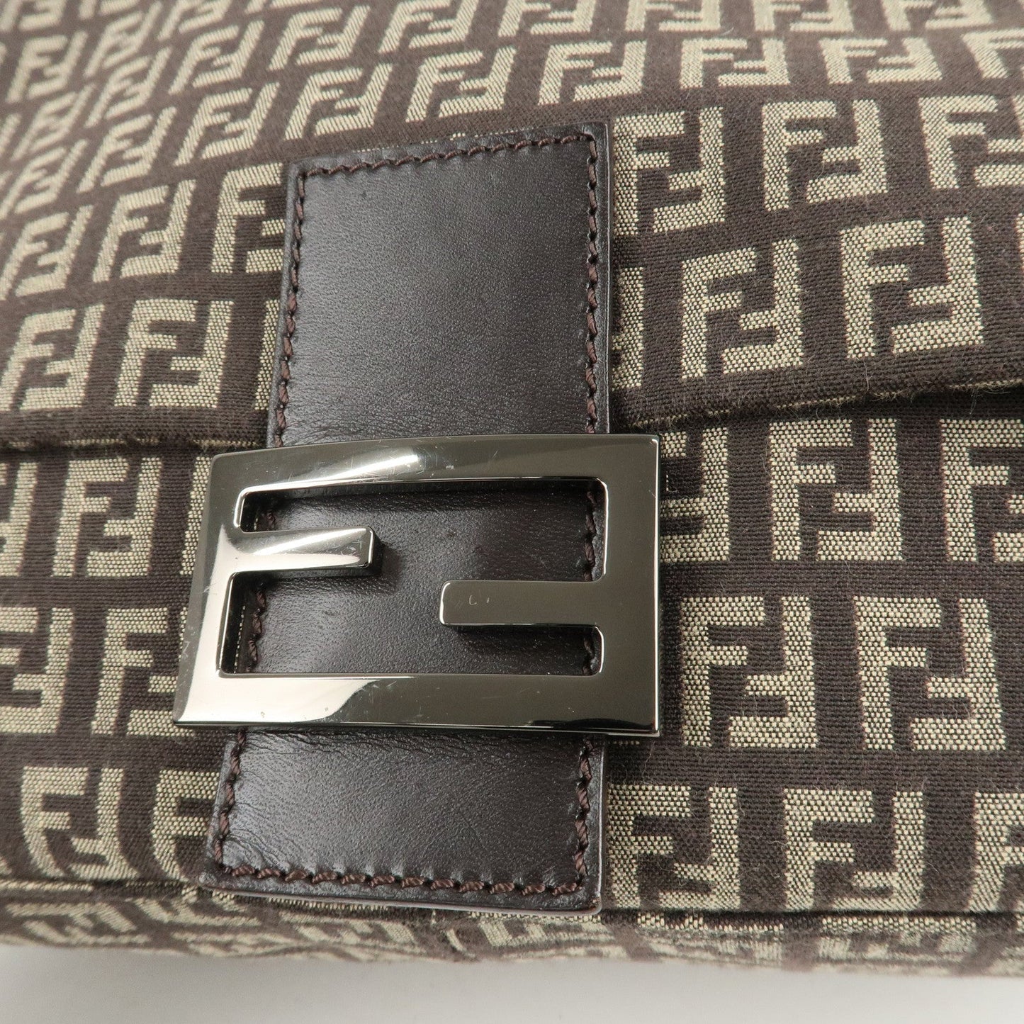 FENDI Mamma Bucket Zucchino Canvas Leather Shoulder Bag 8BR001  d