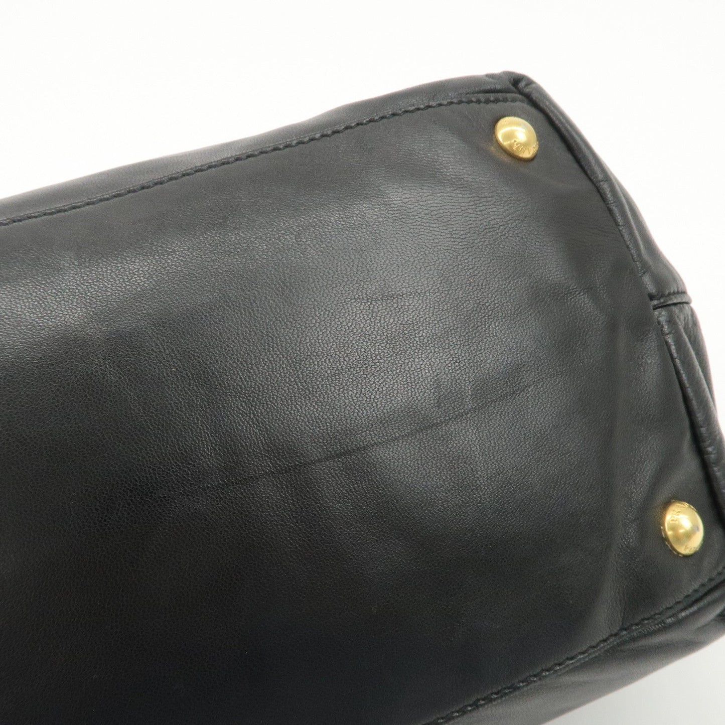 PRADA Leather Ribbon Tote Bag Hand Bag NERO Black BN1601  d