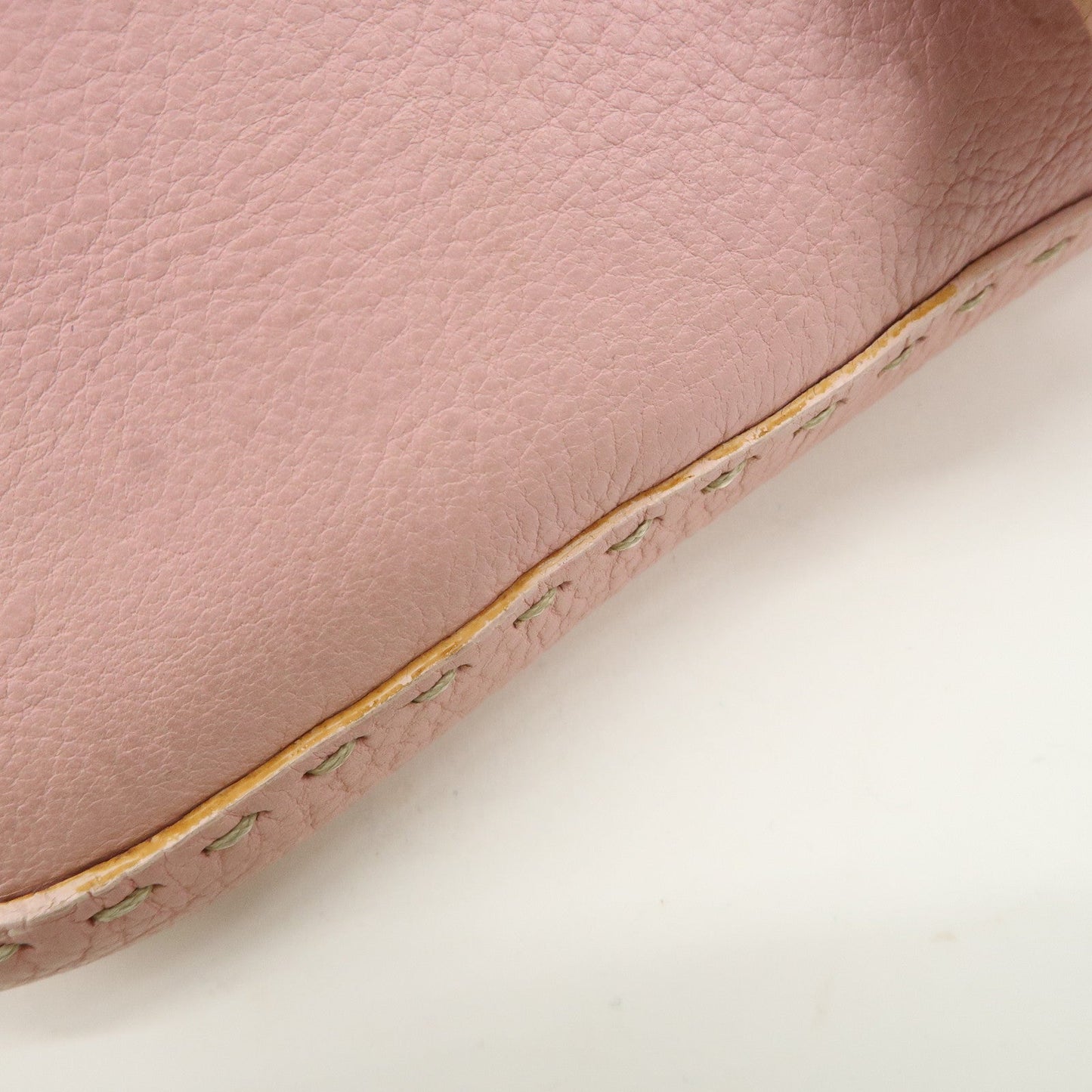 FENDI Selleria Mamma Baguette Leather Shoulder Bag Pink 8BR101  d