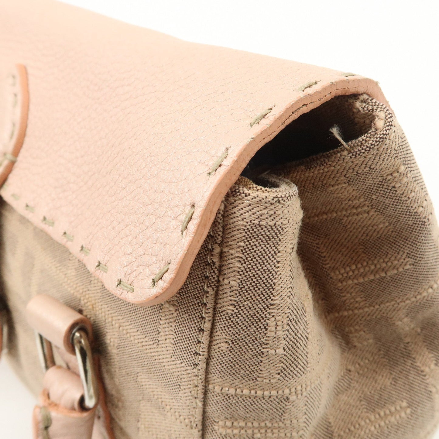 FENDI Zucca Selleria Leather Mini Linda Hand Bag Pink 8BR486  d