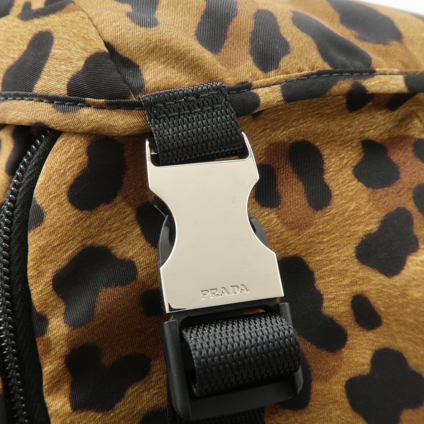 PRADA Nylon Leopard Print Back Pack Brown Black 2VZ062  d