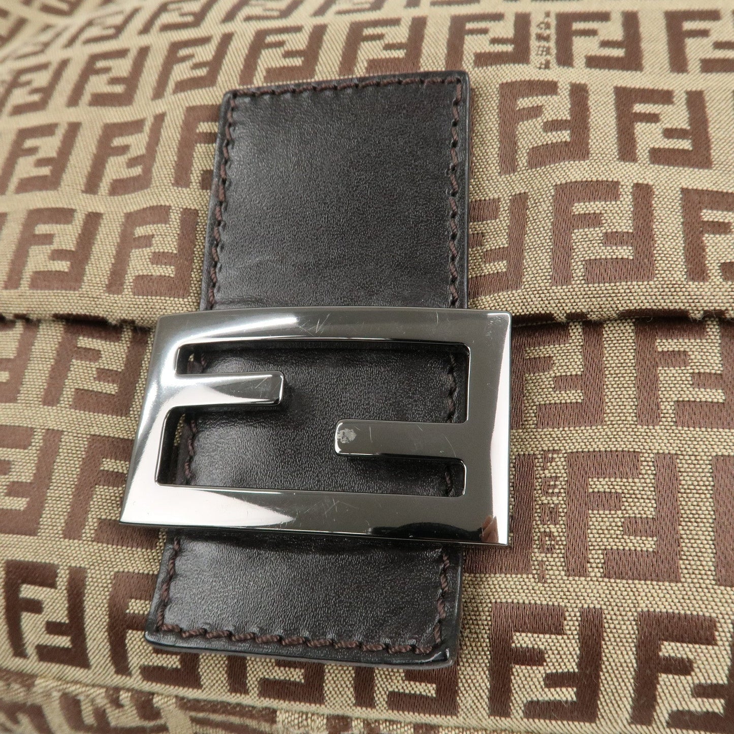 FENDI Zucchino Canvas Leather Mamma Bucket Shoulder Bag 8BR001  d