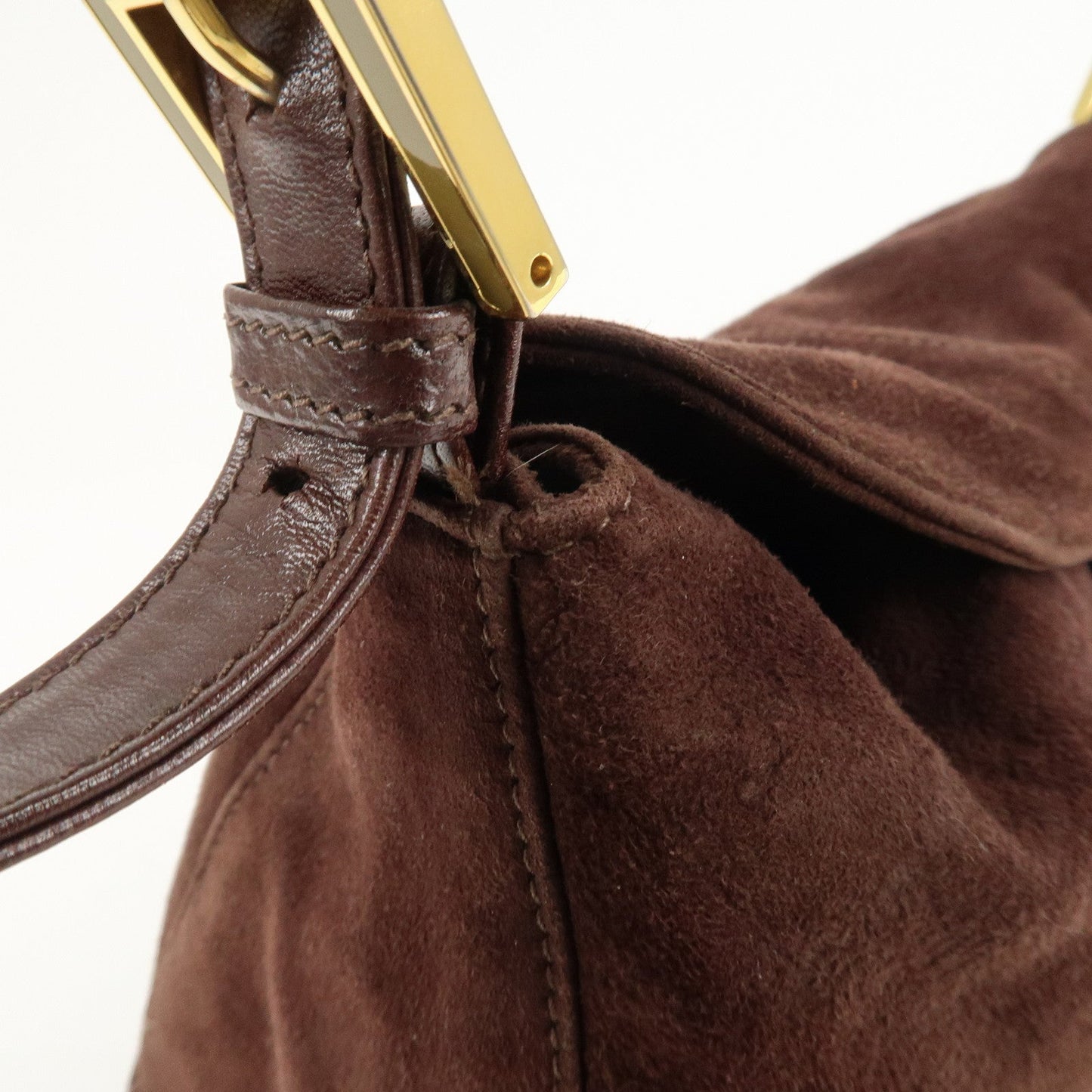 FENDI Suede Leather Shoulder Bag Hand Bag Brown 26426  d