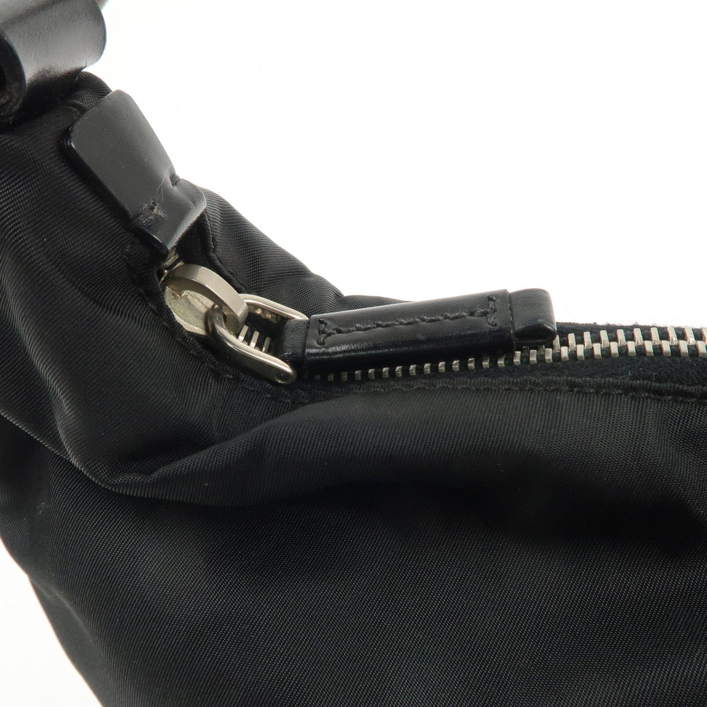 PRADA Nylon Leather Embroidery Shoulder Bag Hand Bag Black  d