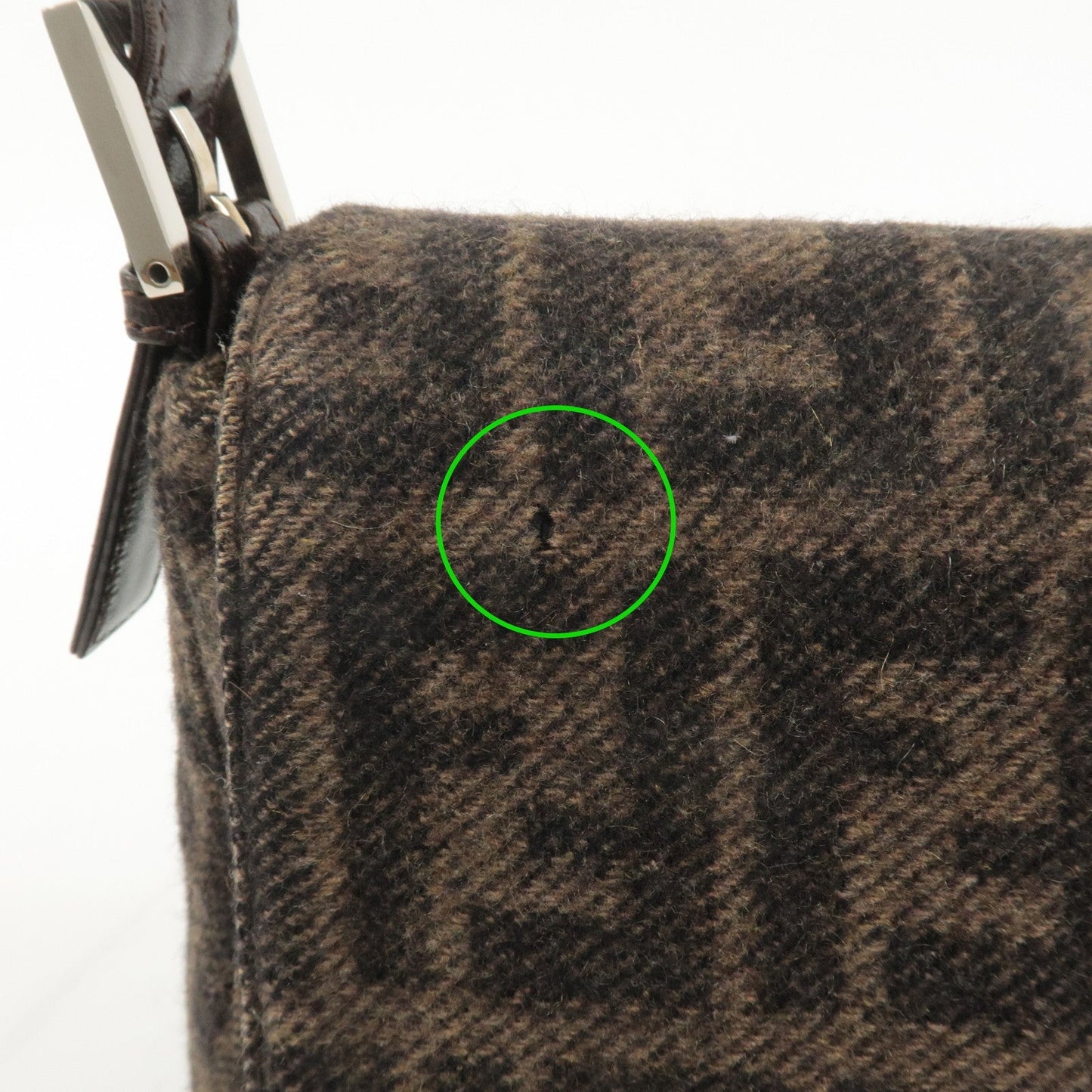FENDI Mamma Baguette Zucca Wool Leather Shoulder Bag 26325  d