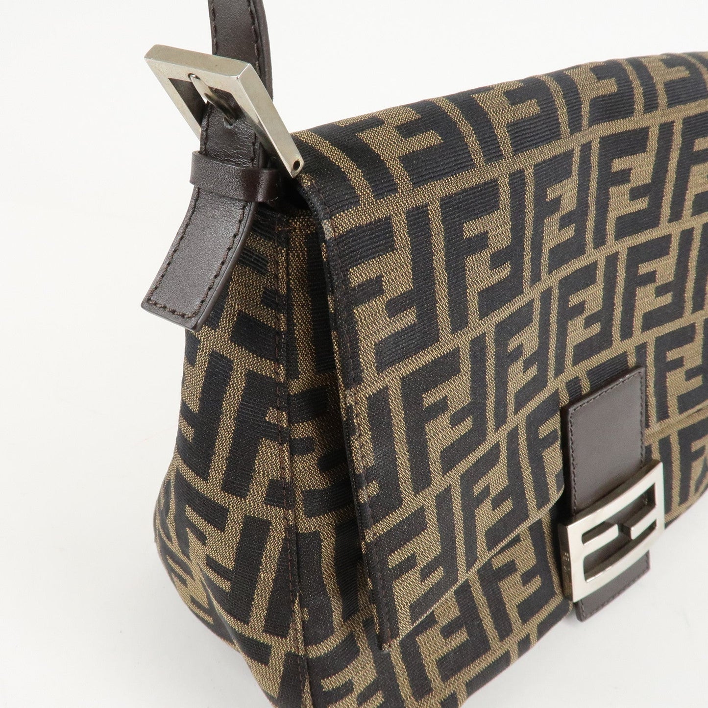 FENDI Mamma Baguette Zucca Canvas Leather Shoulder Bag 26325  d