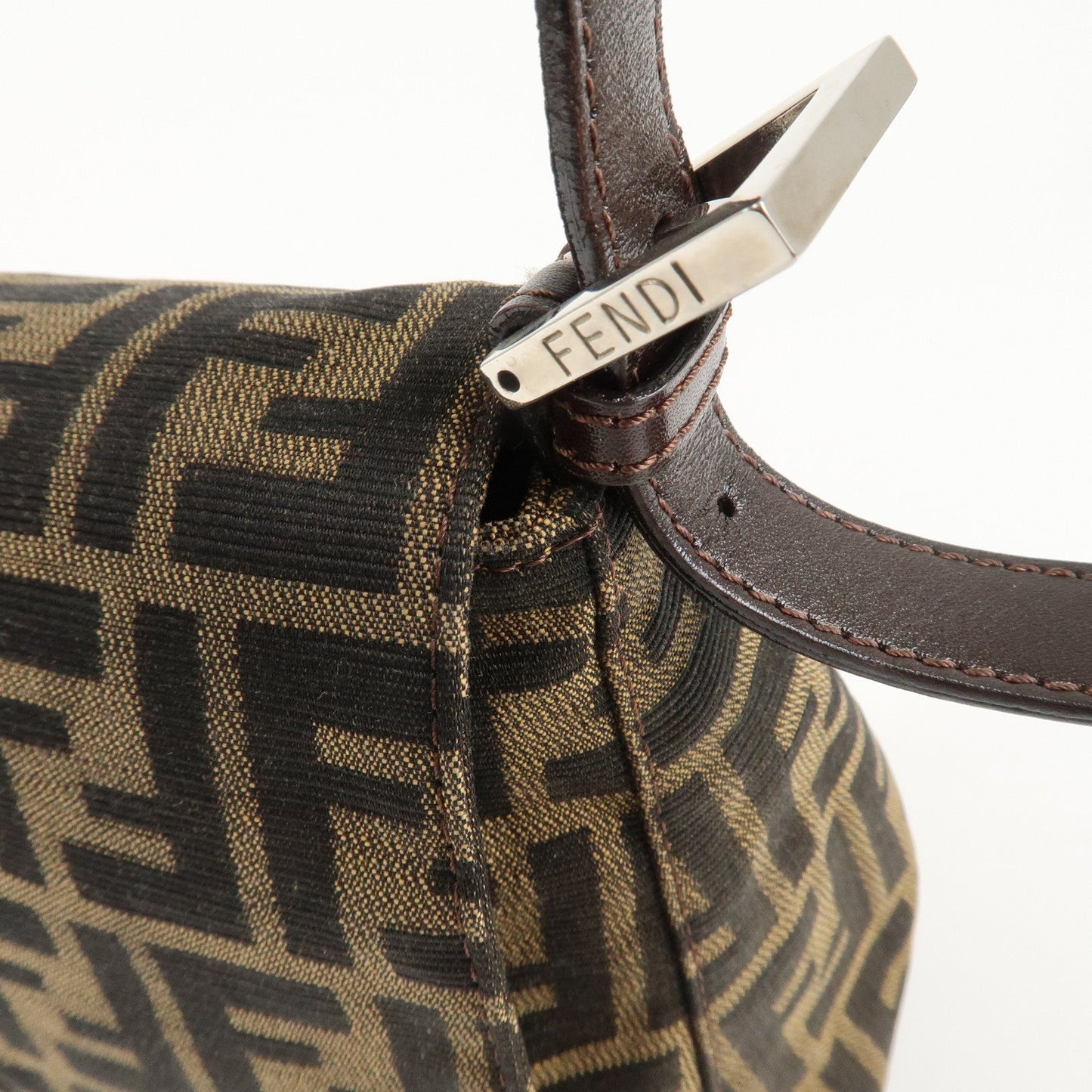 FENDI Mamma Baguette Zucca Canvas Leather Shoulder Bag 26325  d
