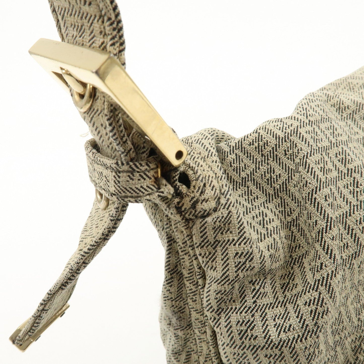 FENDI Mamma Baguette Micro FF Canvas Shoulder Bag Gray 8BR001  d