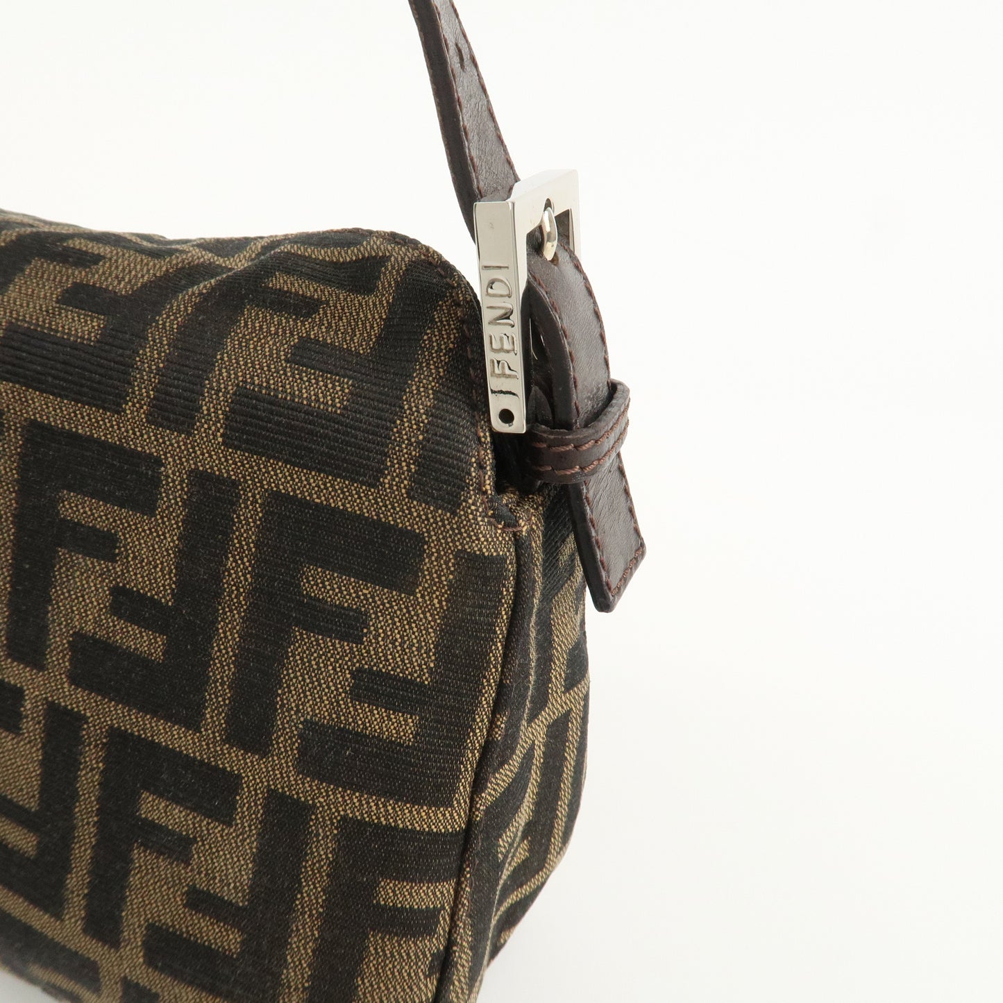 FENDI Zucca Canvas Leather Shoulder Bag Brown Black 26725  d