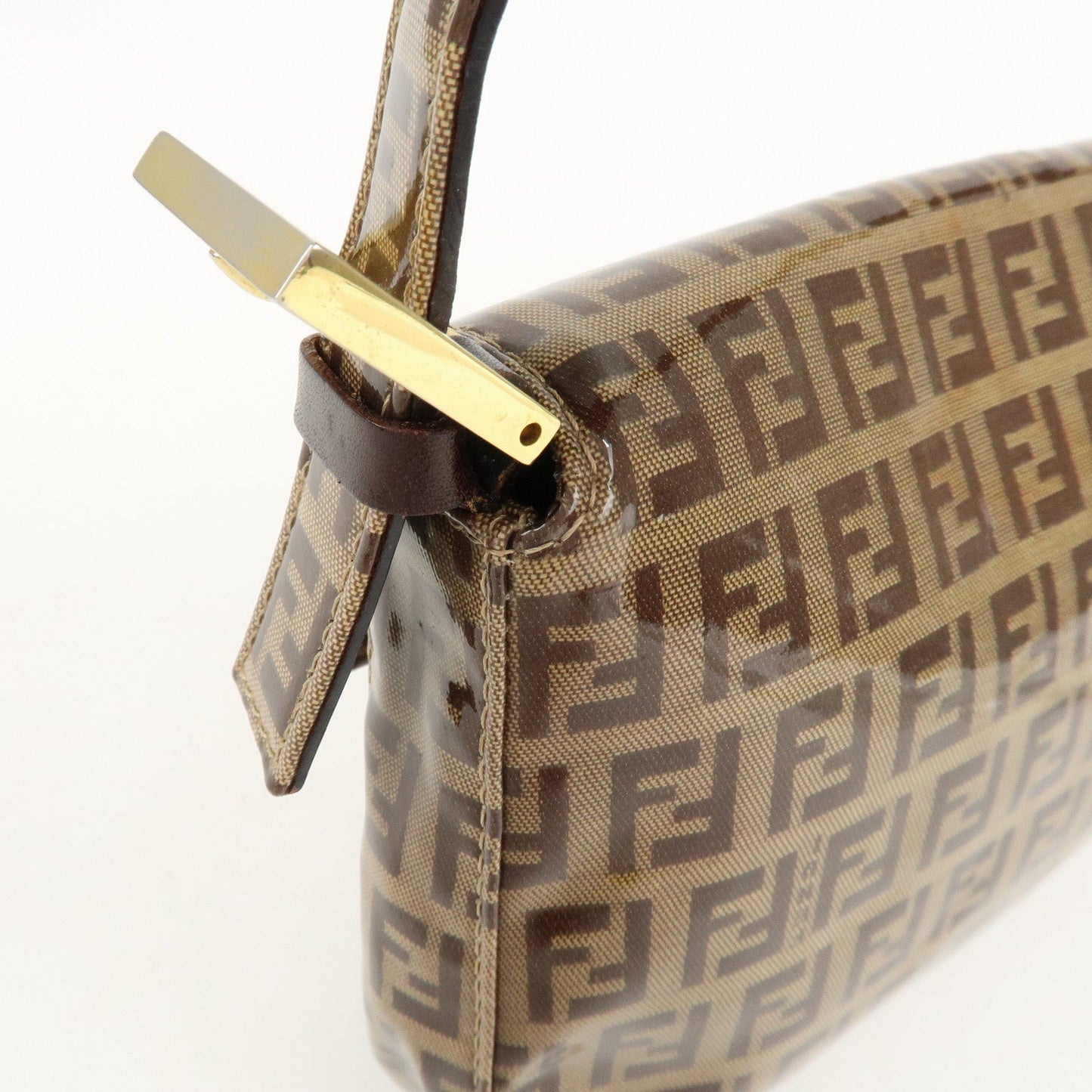 FENDI Mamma Baguette Zucchino PVC Leather Shoulder Bag 26424  d