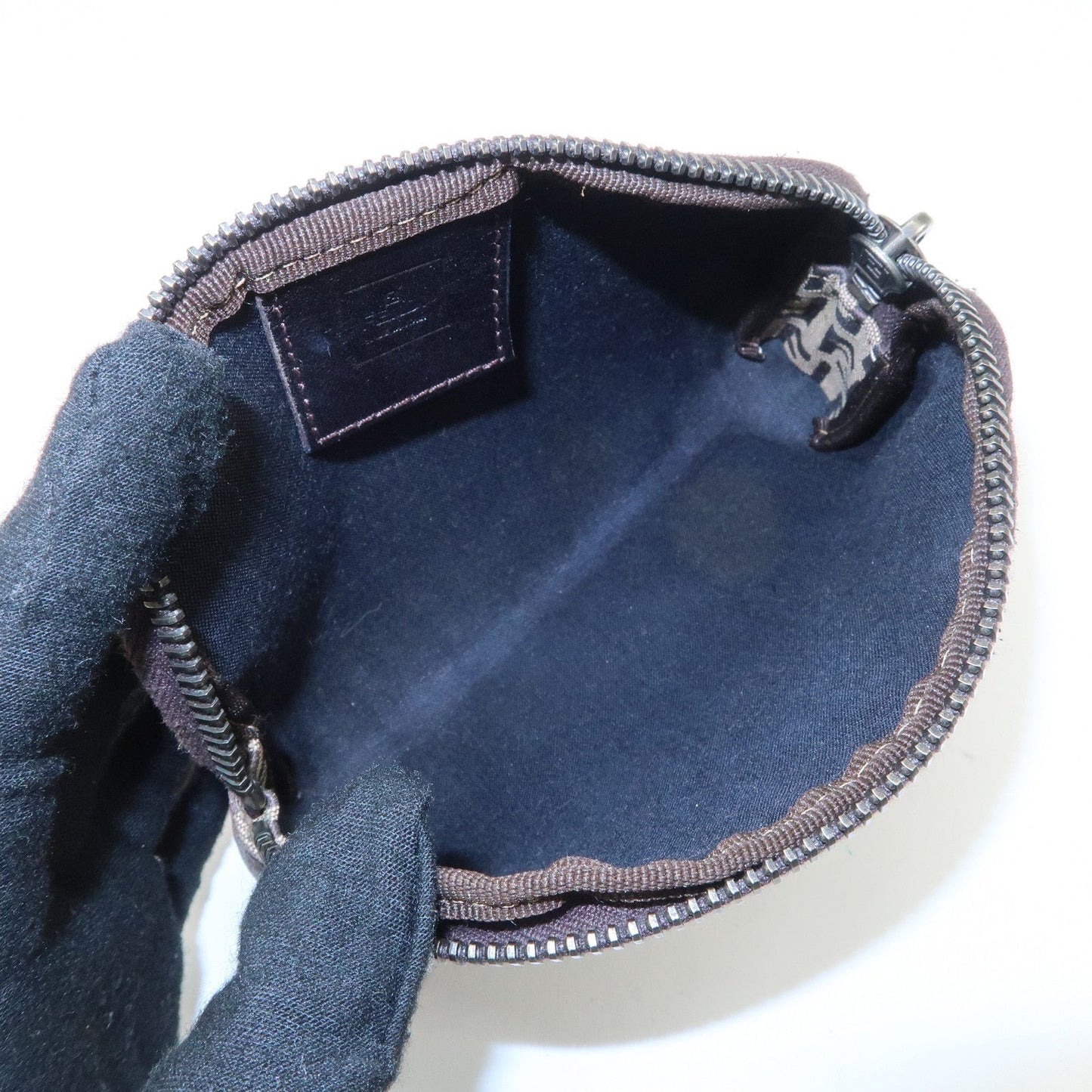 FENDI Zucchino Canvas Mini Pouch Beige Dark Brown 7N0003  d
